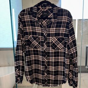 Rails Black and Cream Plaid Flannel Snap Button Shirt
